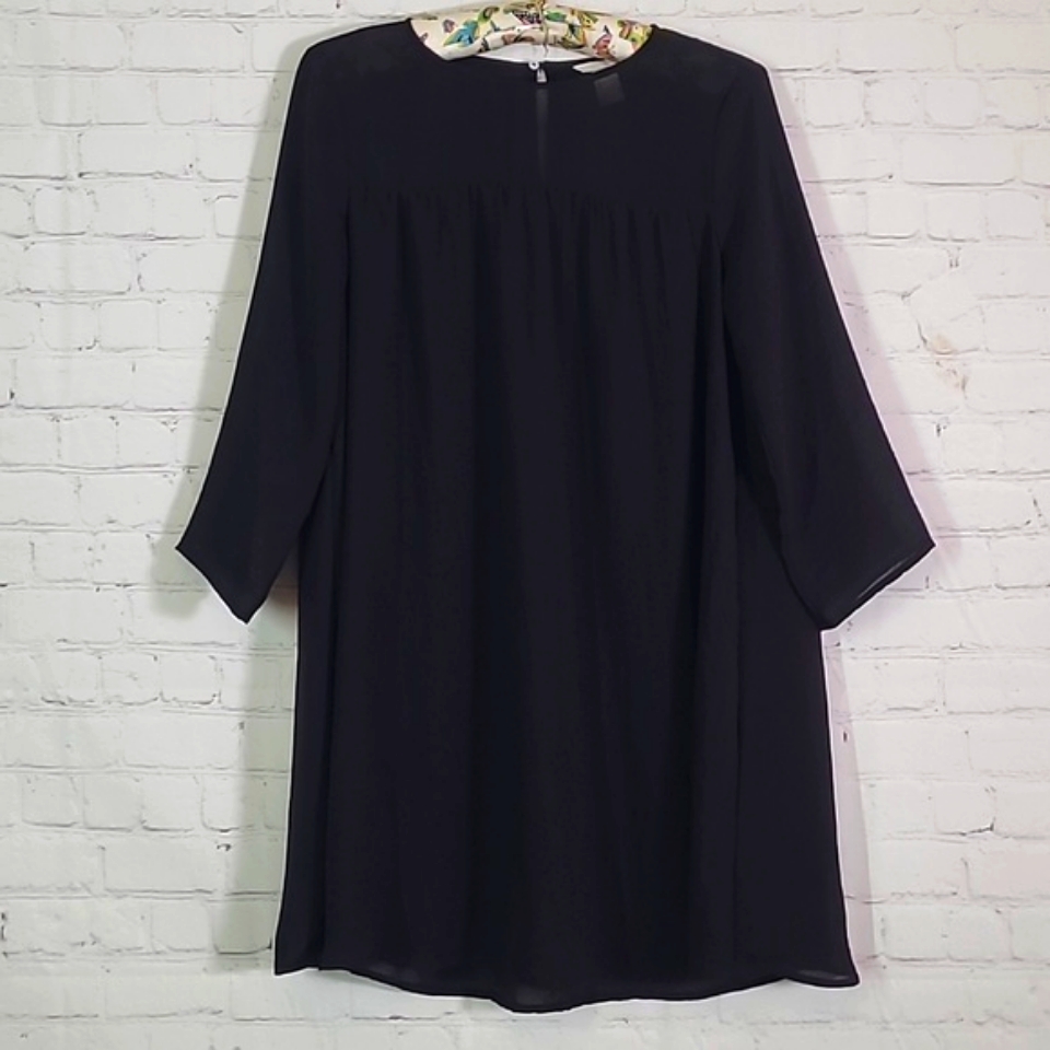 H&M Ink Black Loose Fit Casual Midi Casual Dress Long Sleeve Womens Size 6